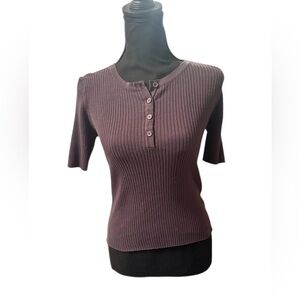 ROLLAS ribbed grey henley size M